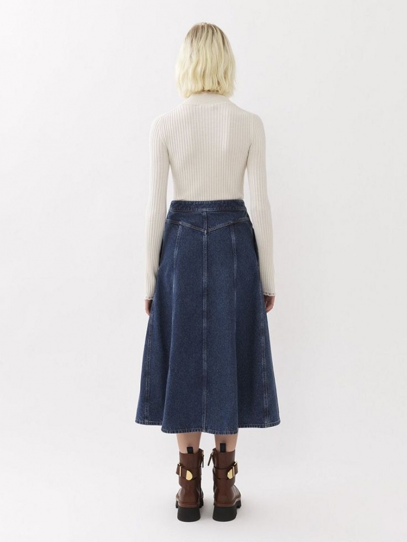 Falda Chloe Flared Mid-length Azules | CHE-SR14085
