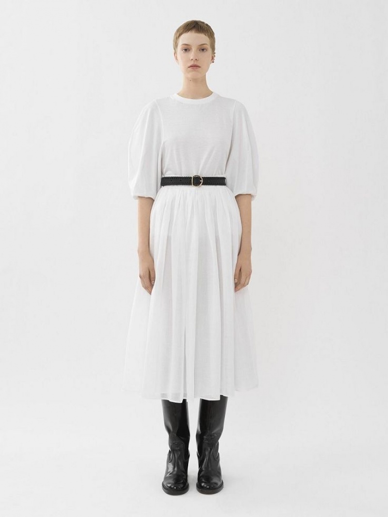 Falda Chloe Gathered Mid-length Blancos | CHE-SR14073