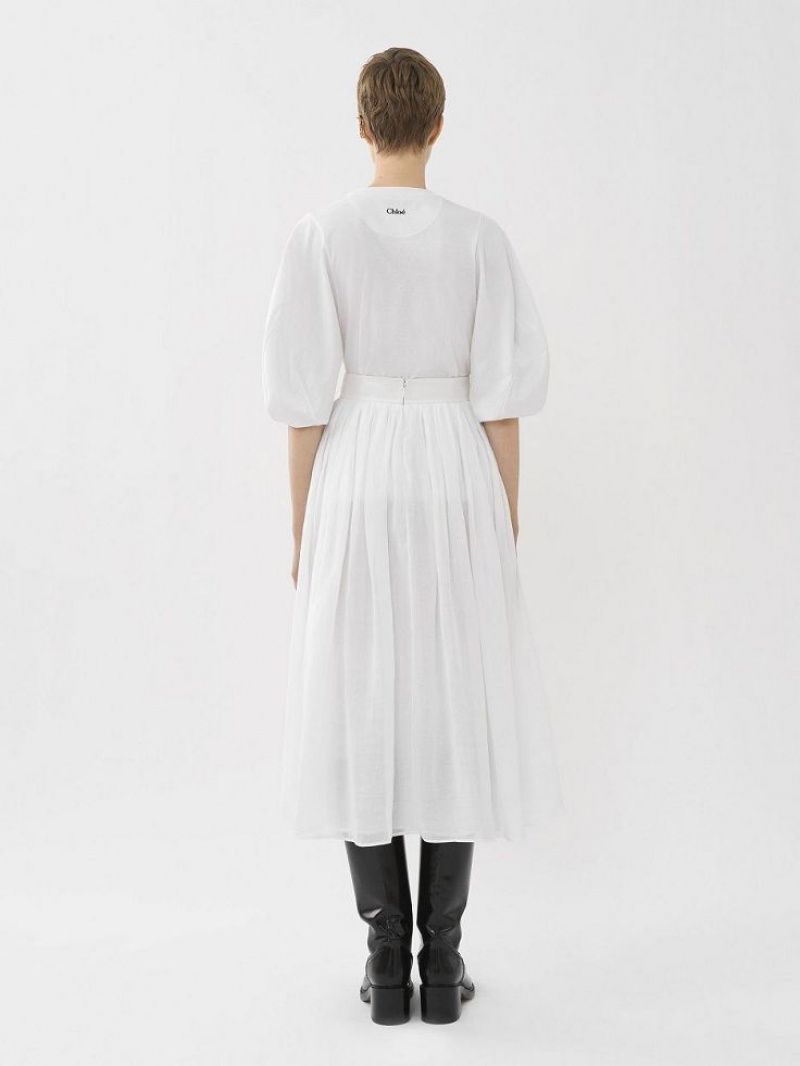 Falda Chloe Gathered Mid-length Blancos | CHE-SR14073
