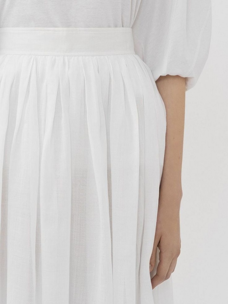 Falda Chloe Gathered Mid-length Blancos | CHE-SR14073