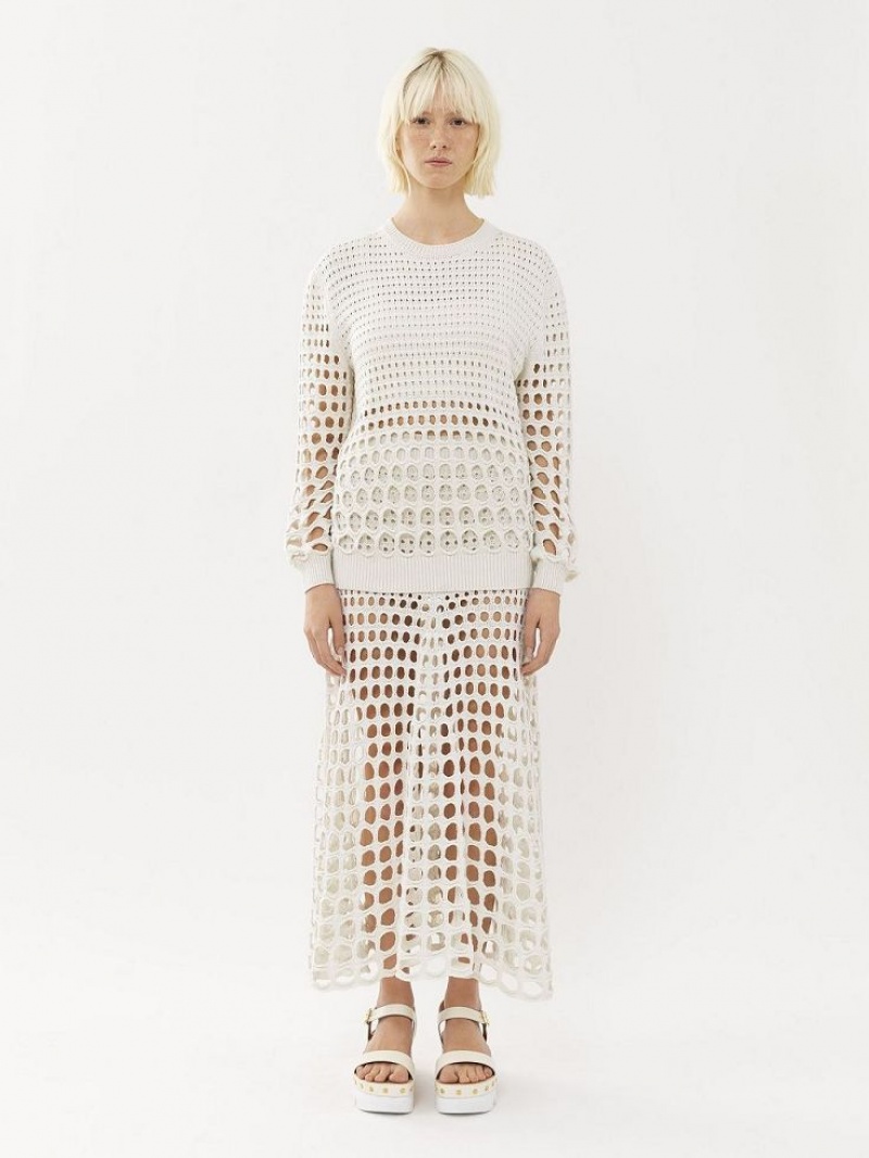 Falda Chloe Maxi Flared Blancos | CHE-SR14079