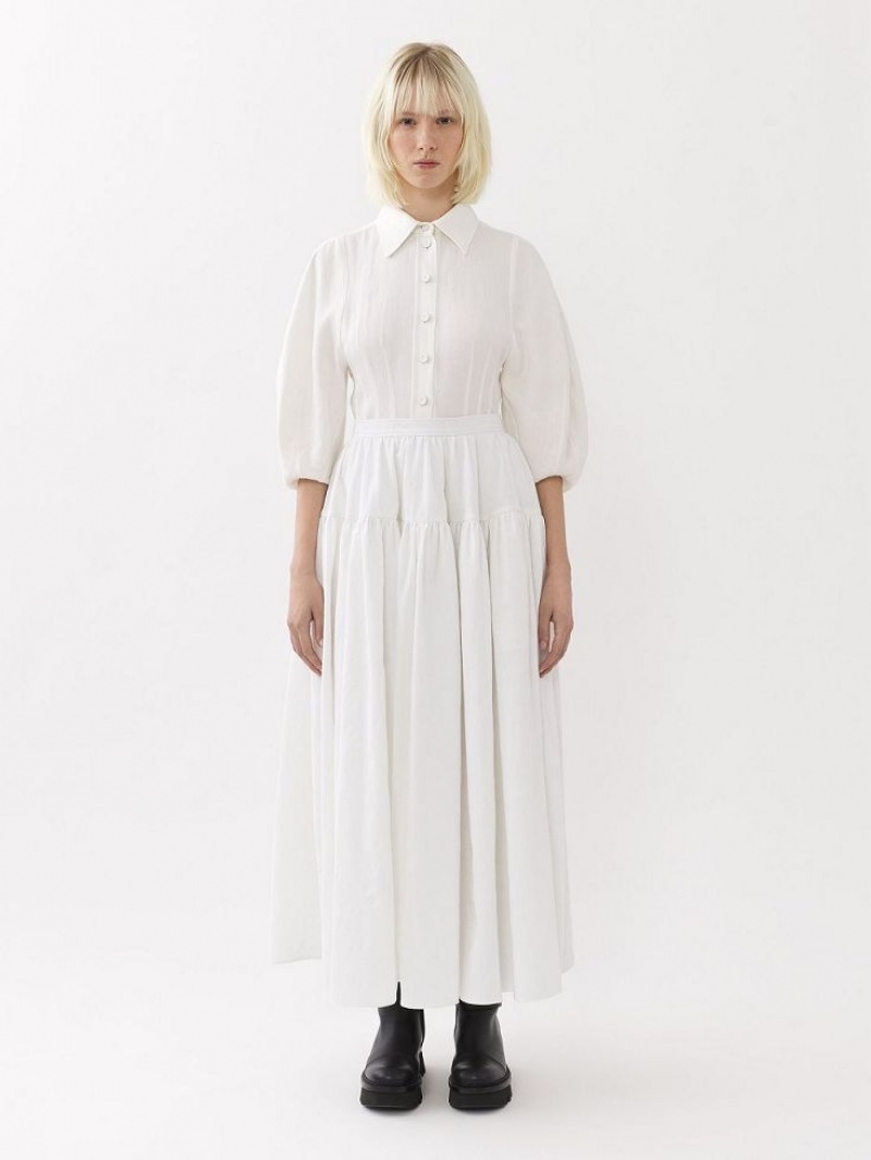 Falda Chloe Tiered Maxi Blancos | CHE-SR14078
