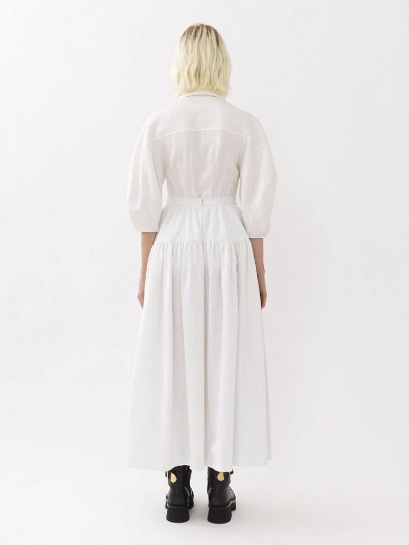 Falda Chloe Tiered Maxi Blancos | CHE-SR14078