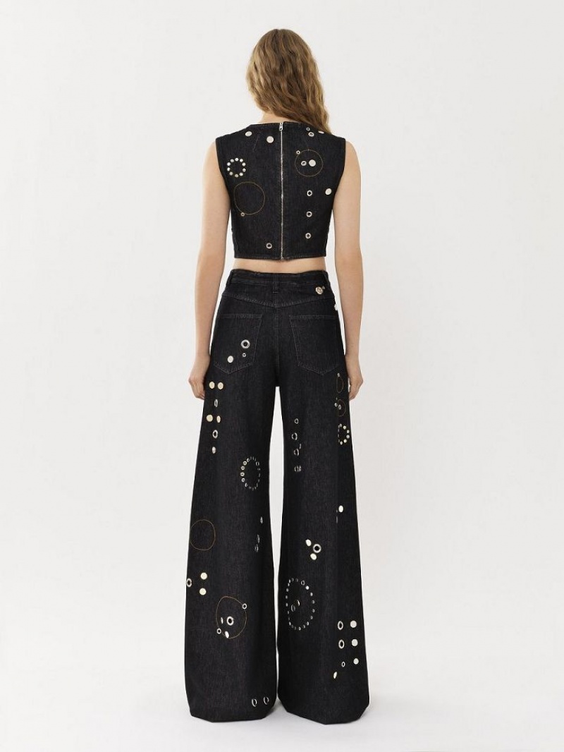 Jeans Chloe Embellished Rave Negros | CHE-SR13984