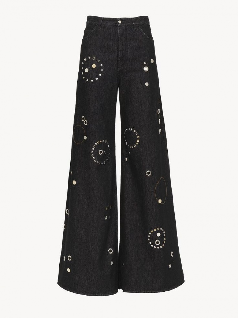 Jeans Chloe Embellished Rave Negros | CHE-SR13984