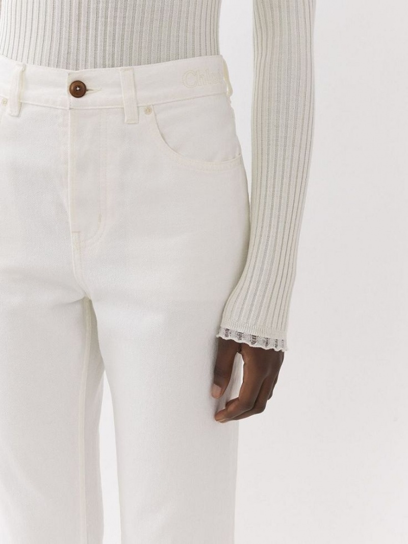 Jeans Chloe Masaya Cropped Directo Blancos | CHE-SR13972