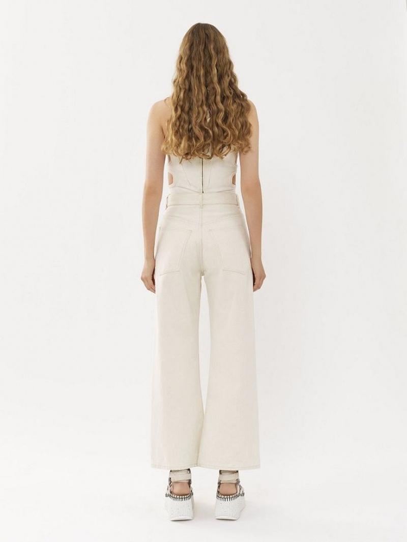 Jeans Chloe Stromboli Anchos Cropped Blancos | CHE-SR13995