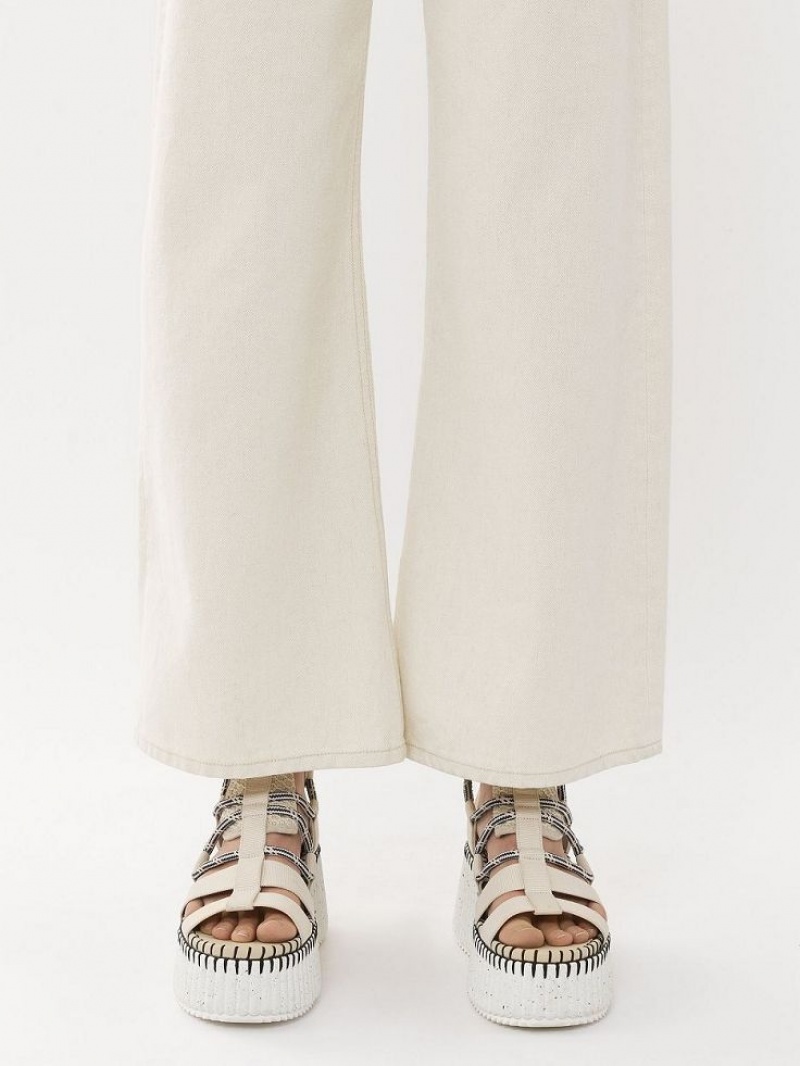 Jeans Chloe Stromboli Anchos Cropped Blancos | CHE-SR13995