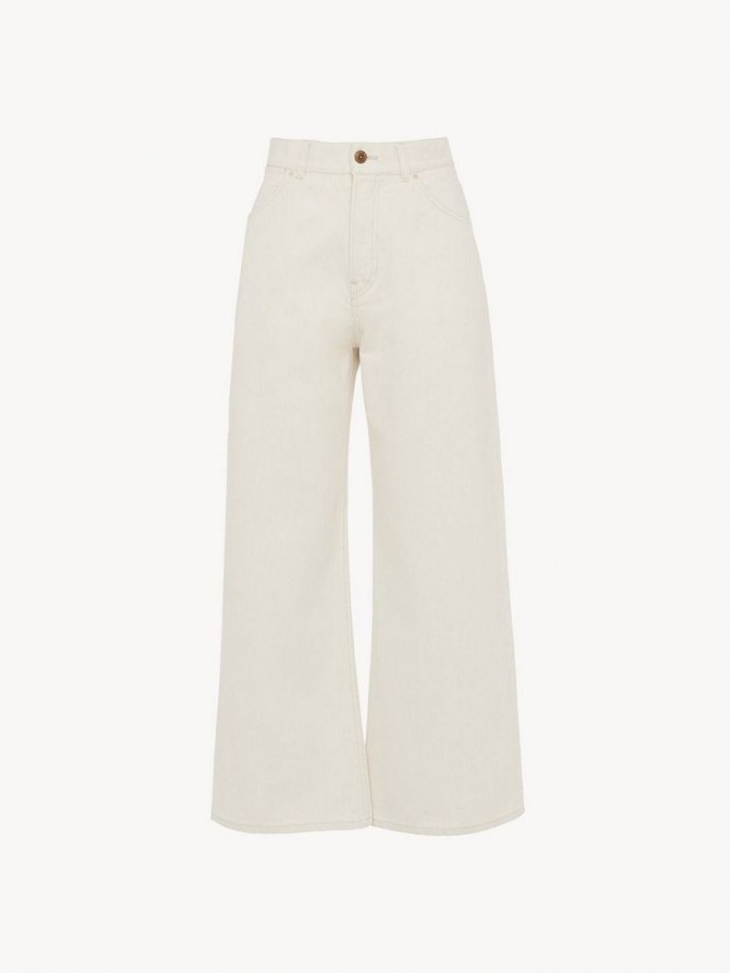Jeans Chloe Stromboli Anchos Cropped Blancos | CHE-SR13995
