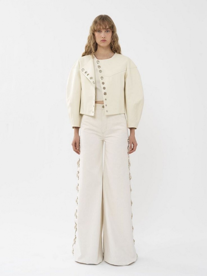 Leather Chloe Boxy Jacket Blancos | CHE-SR14104