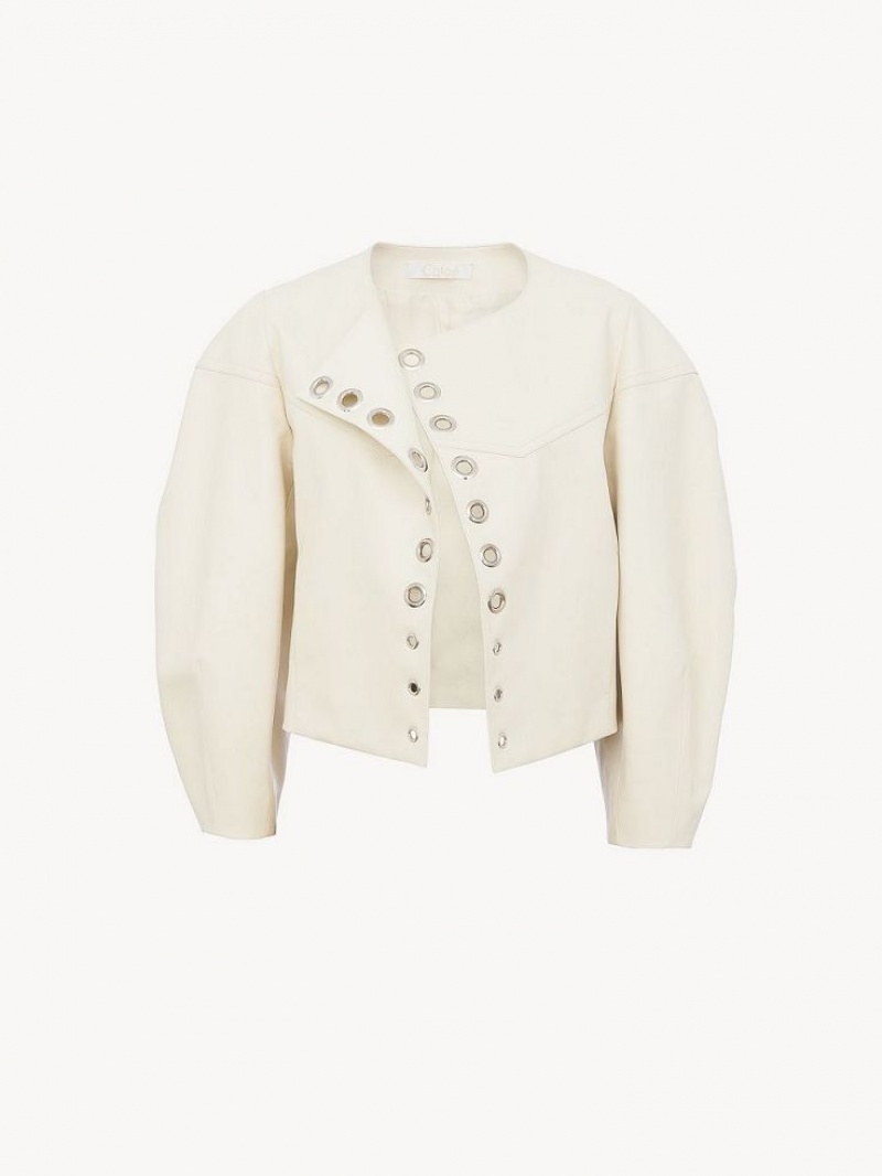 Leather Chloe Boxy Jacket Blancos | CHE-SR14104