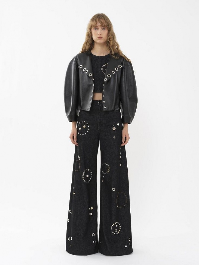 Leather Chloe Boxy Jacket Negros | CHE-SR14103