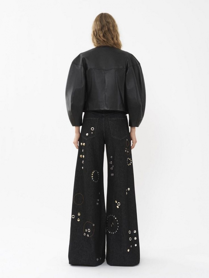 Leather Chloe Boxy Jacket Negros | CHE-SR14103