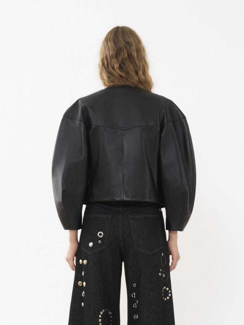 Leather Chloe Boxy Jacket Negros | CHE-SR14103