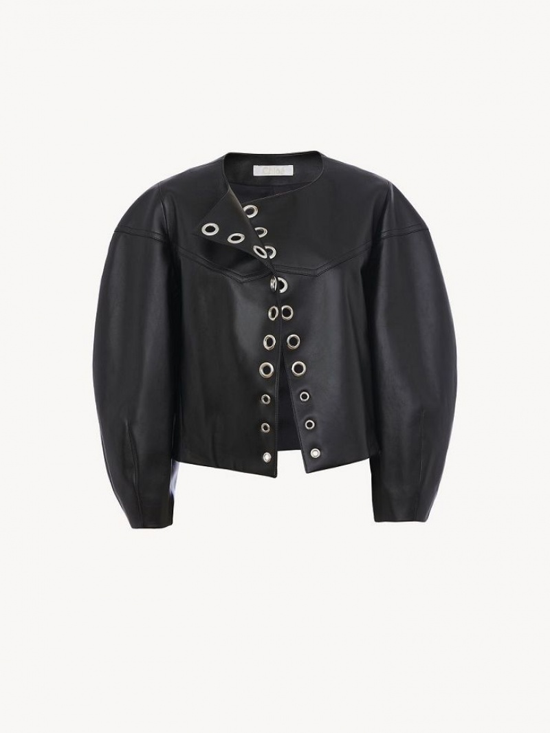 Leather Chloe Boxy Jacket Negros | CHE-SR14103