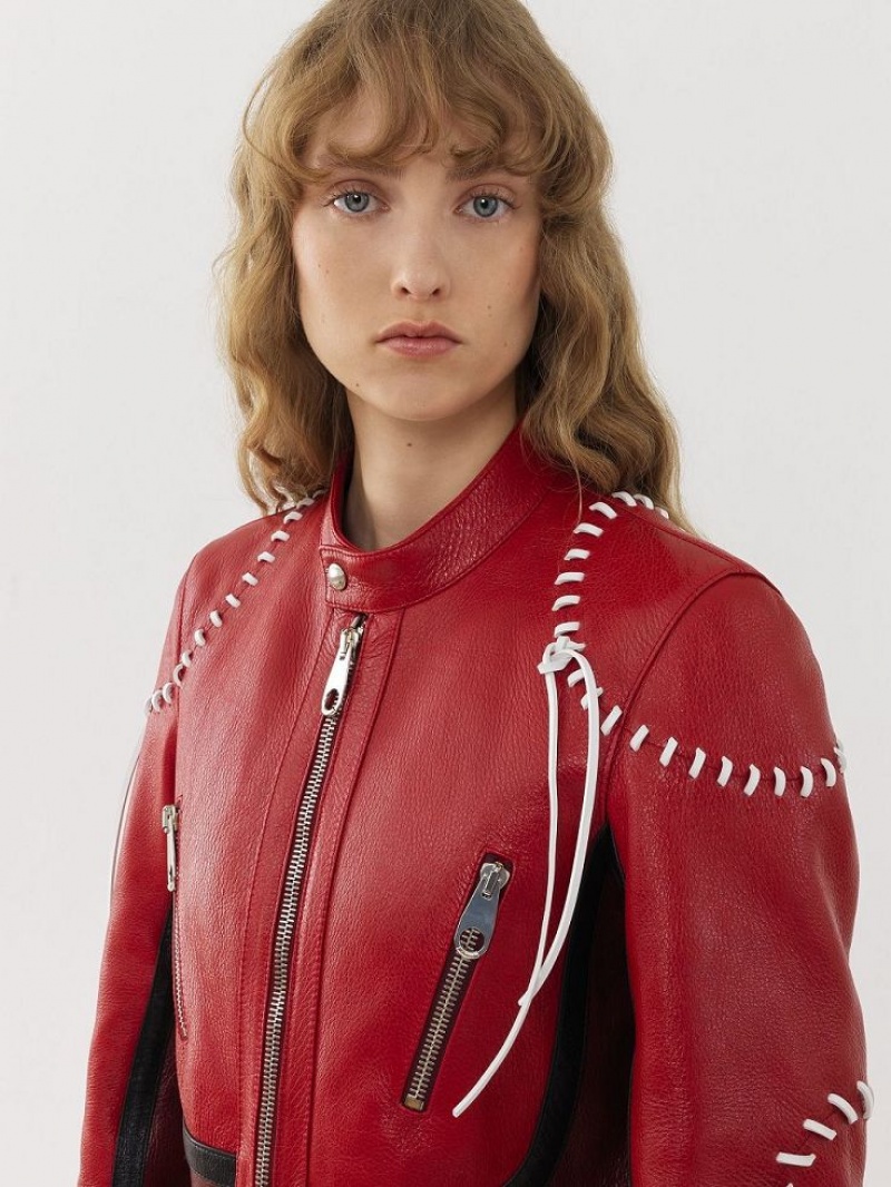 Leather Chloe Ciclismo Coat Morados Rojos | CHE-SR14105