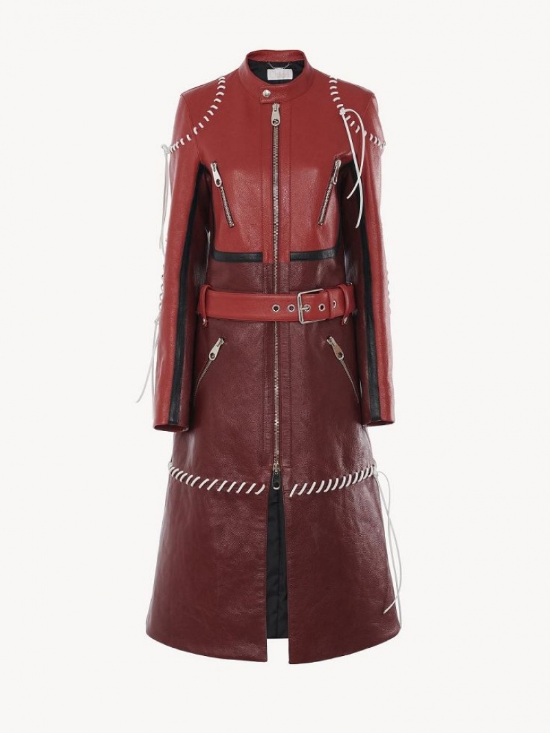 Leather Chloe Ciclismo Coat Morados Rojos | CHE-SR14105