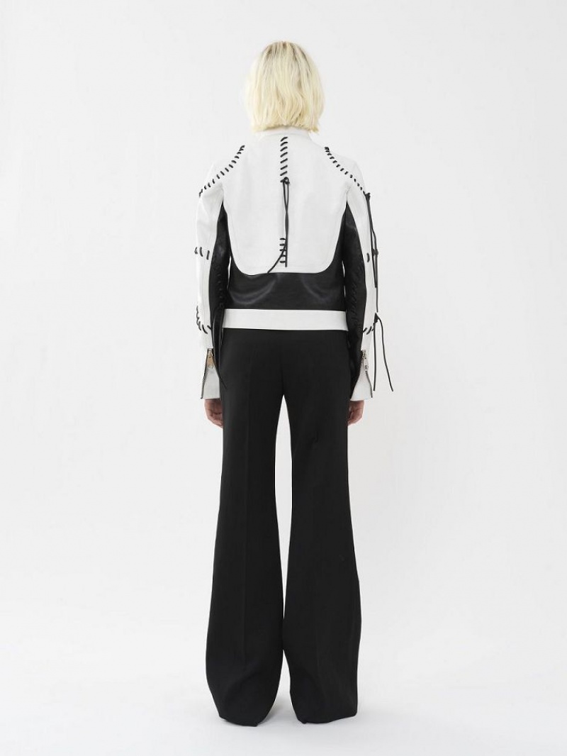 Leather Chloe Ciclismo Jacket Negros Blancos | CHE-SR14106