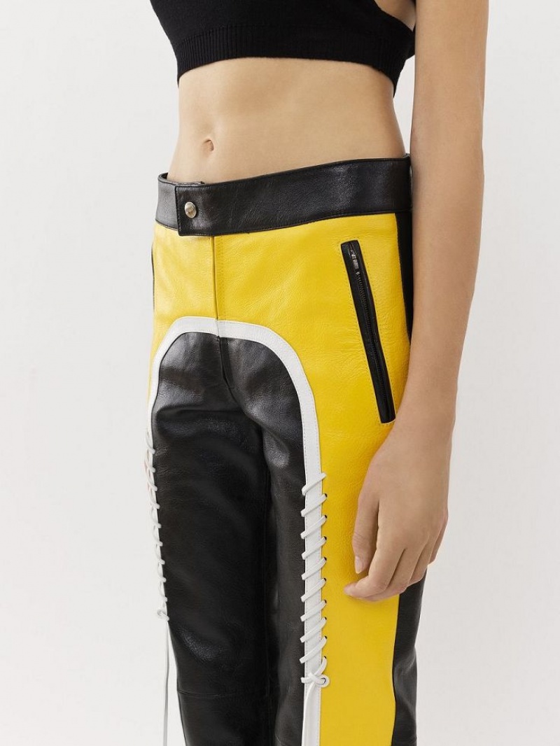 Leather Chloe Ciclismo Pants Negros Amarillos | CHE-SR14107