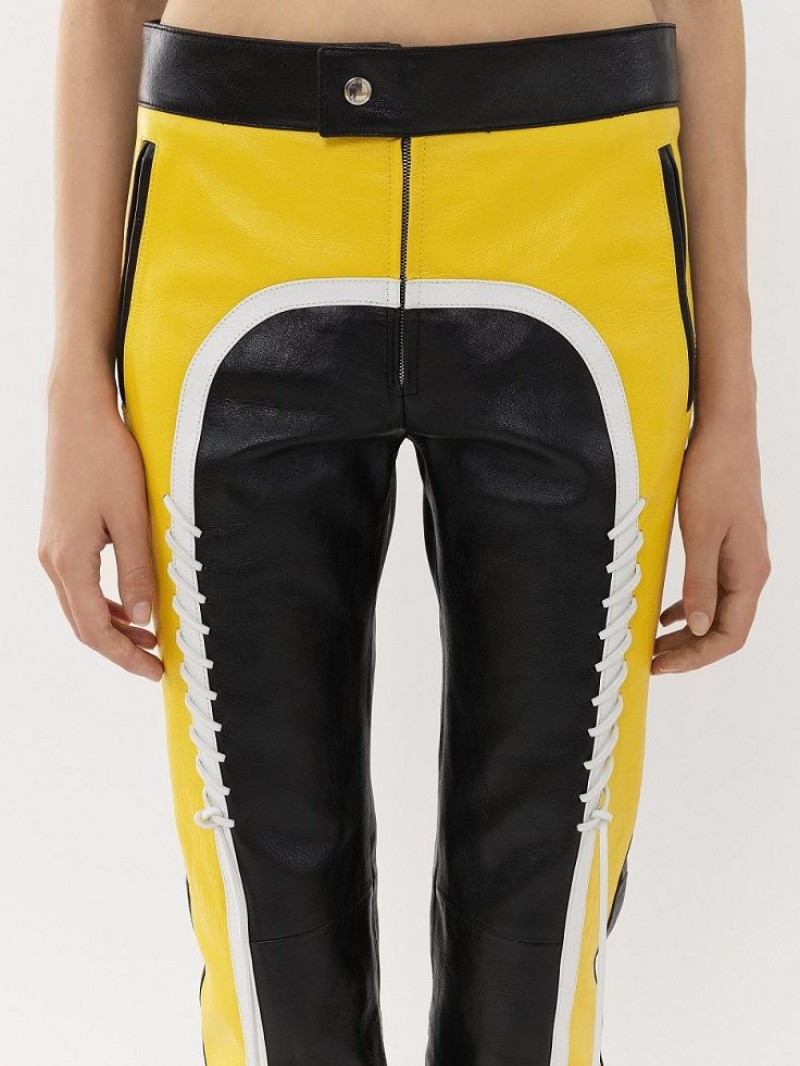 Leather Chloe Ciclismo Pants Negros Amarillos | CHE-SR14107