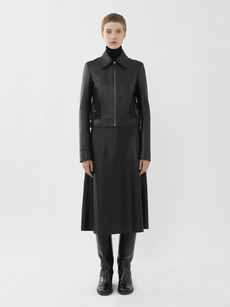 Leather Chloe Cropped Jacket Negros | CHE-SR14113