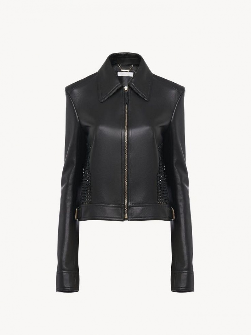 Leather Chloe Cropped Jacket Negros | CHE-SR14113