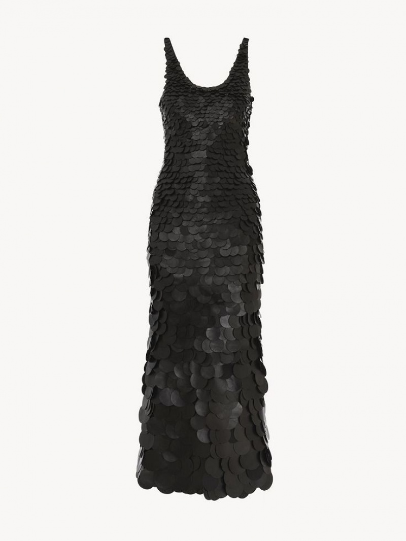 Leather Chloe Long Tank Vestido Negros | CHE-SR14102
