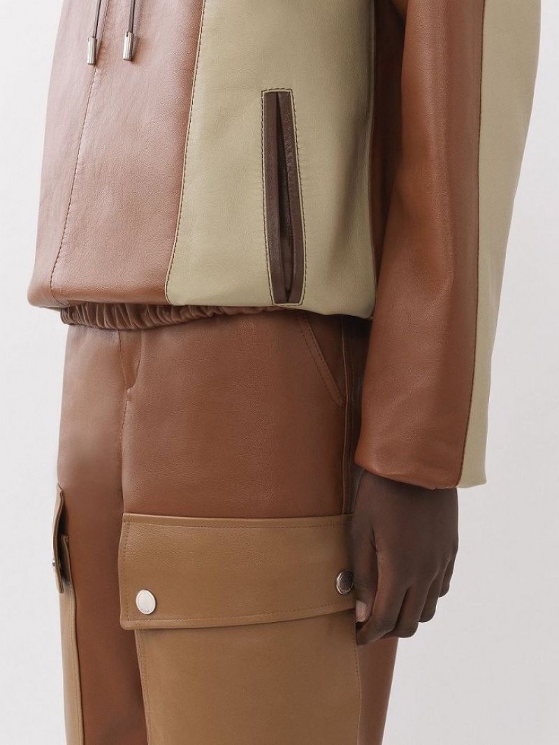 Leather Chloe Loose Collarless Top Multicolor Marrom | CHE-SR14111
