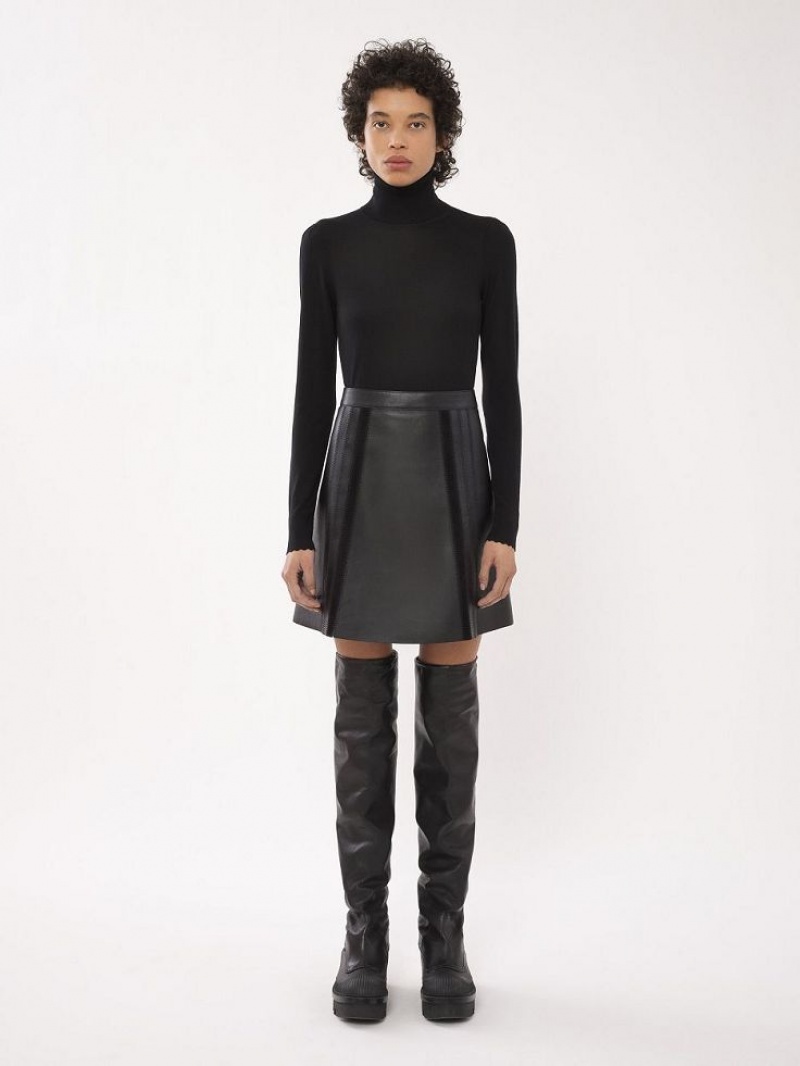 Leather Chloe Mini Skirt Negros | CHE-SR14120