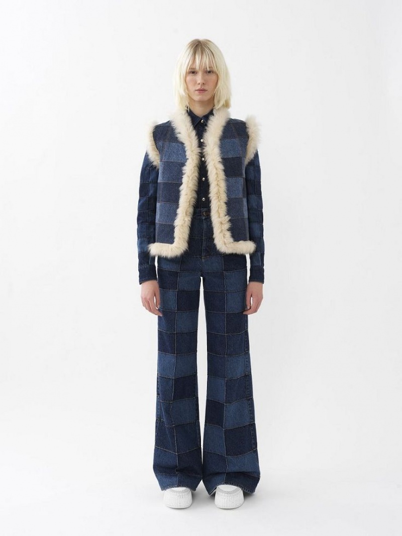 Leather Chloe Reversible Gilet Blancos | CHE-SR14101