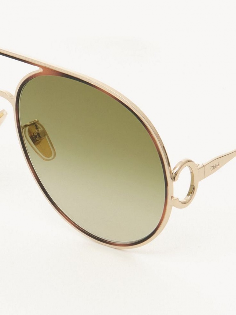 Lentes de Sol Chloe Austine Dorados Verdes | CHE-SR14526