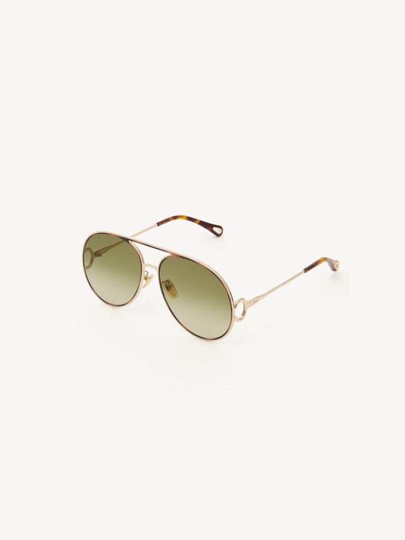 Lentes de Sol Chloe Austine Dorados Verdes | CHE-SR14526