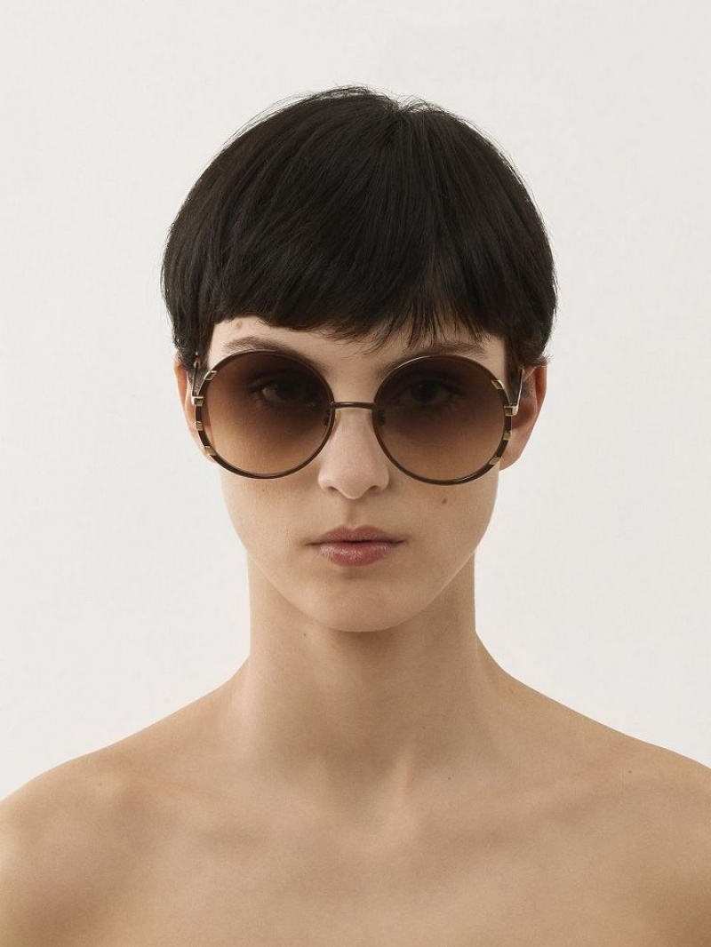 Lentes de Sol Chloe Celeste Dorados Marrom | CHE-SR14523
