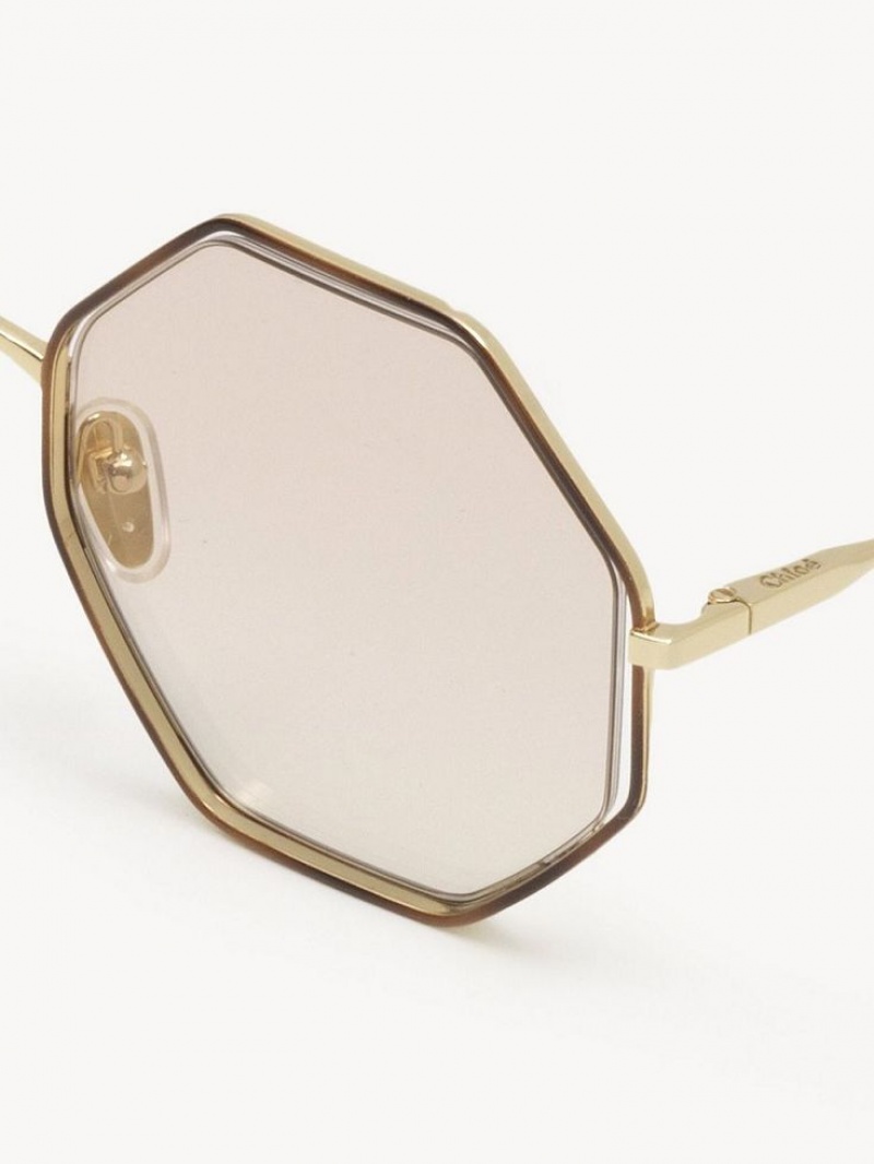 Lentes de Sol Chloe Poppy Petite Dorados Beige | CHE-SR14546