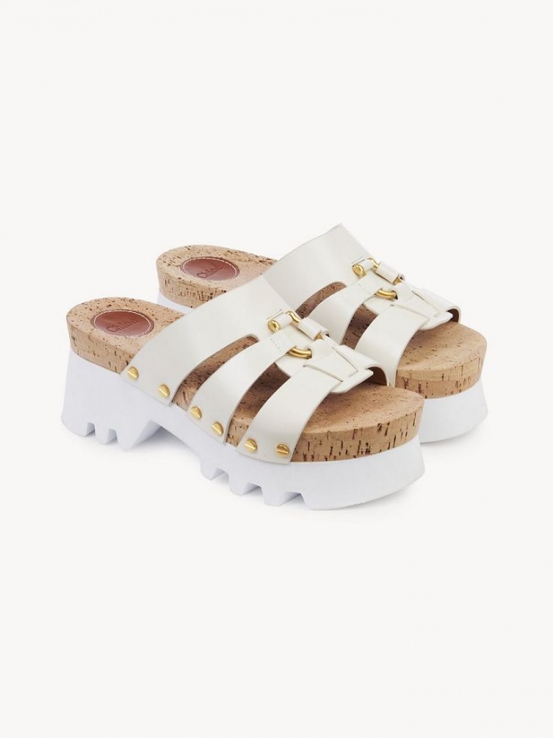Mule Chloe Owena Plataforma Chanclas Blancos | CHE-SR14133