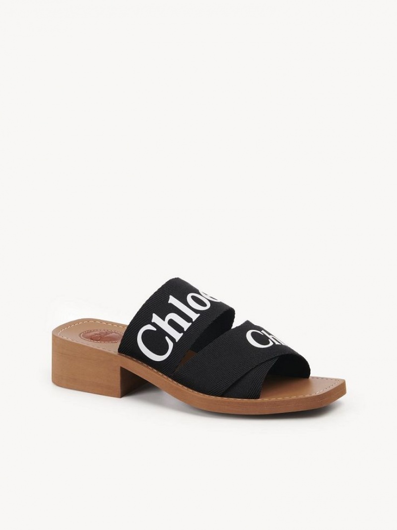 Mule Chloe Woody High-heel Negros | CHE-SR14171