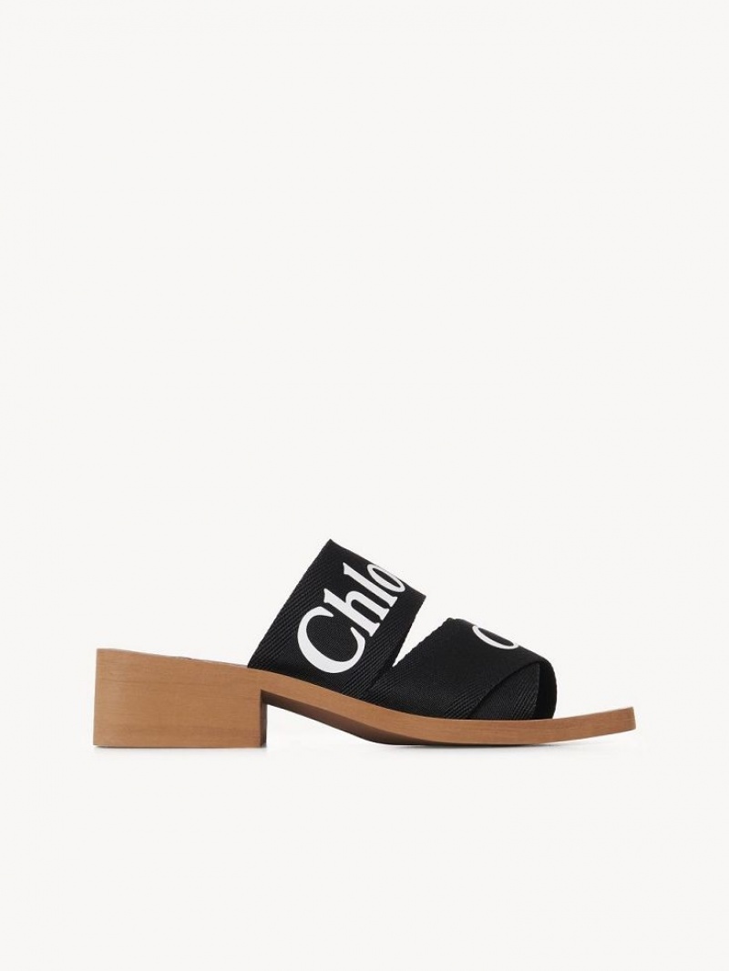 Mule Chloe Woody High-heel Negros | CHE-SR14171