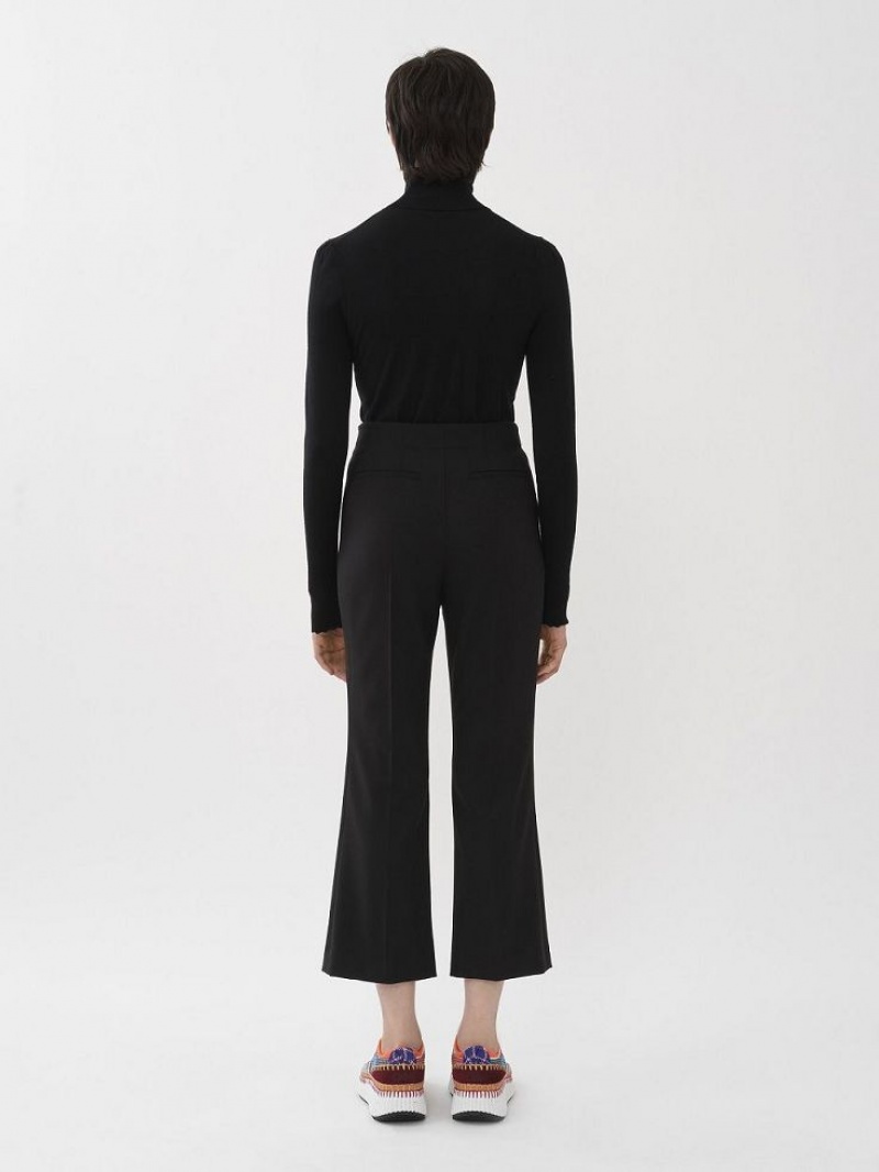 Pantalon Chloe Cropped Sailor Negros | CHE-SR13994