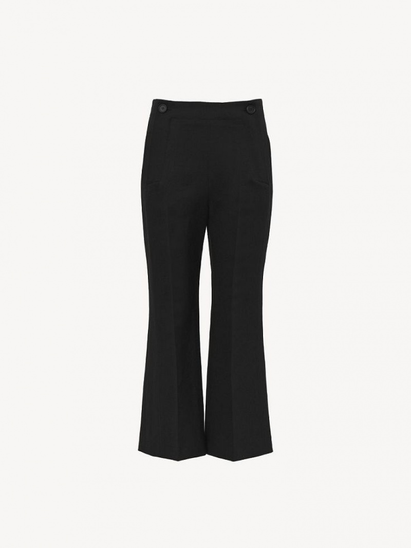 Pantalon Chloe Cropped Sailor Negros | CHE-SR13994