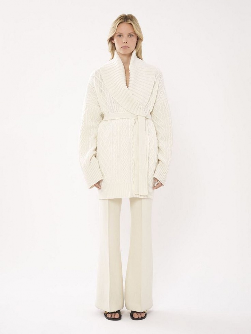 Prendas De Punto Chloe Belted Wrap Cardigan Blancos | CHE-SR13957