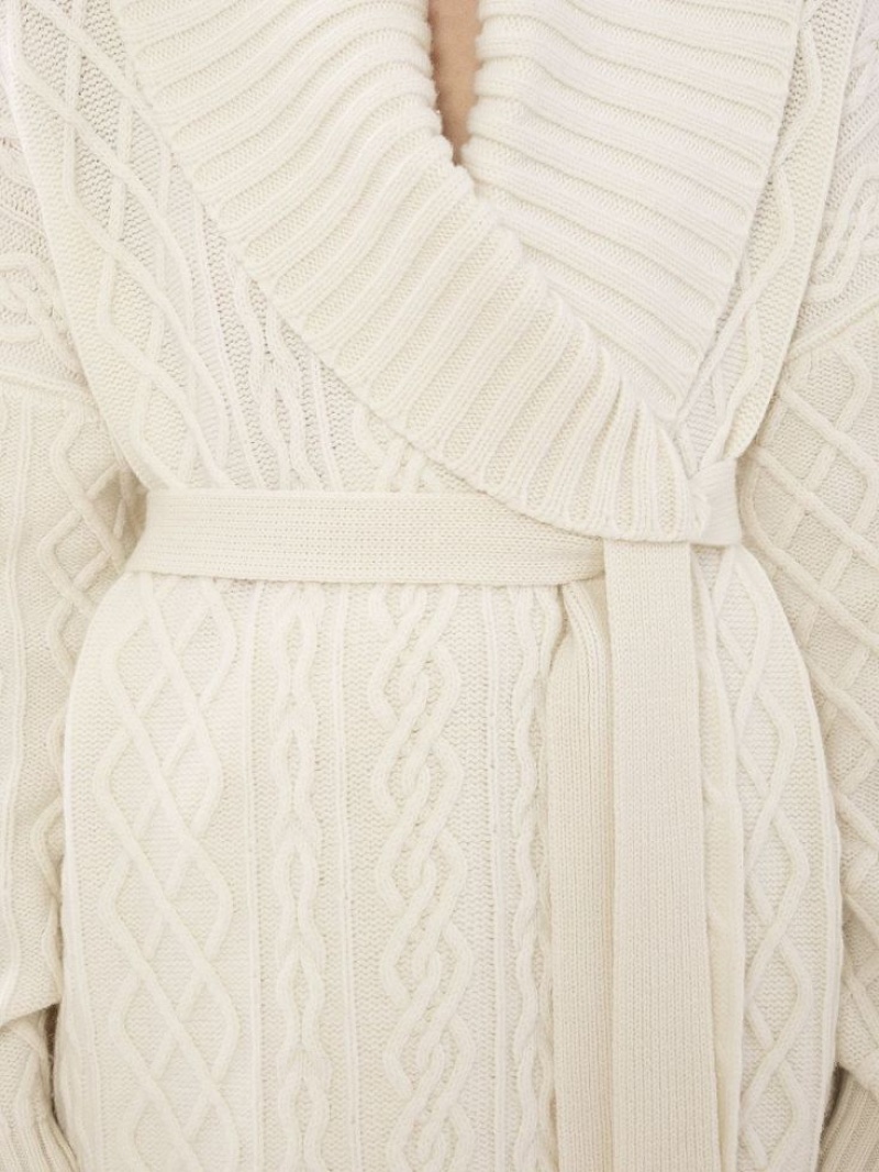 Prendas De Punto Chloe Belted Wrap Cardigan Blancos | CHE-SR13957