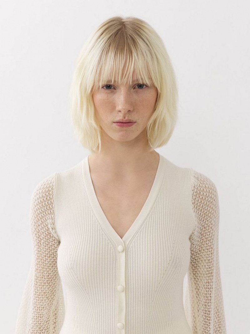 Prendas De Punto Chloe Fitted Cardigan Blancos | CHE-SR13941