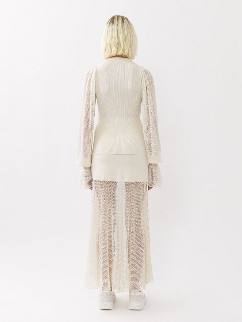 Prendas De Punto Chloe Fitted Cardigan Blancos | CHE-SR13941