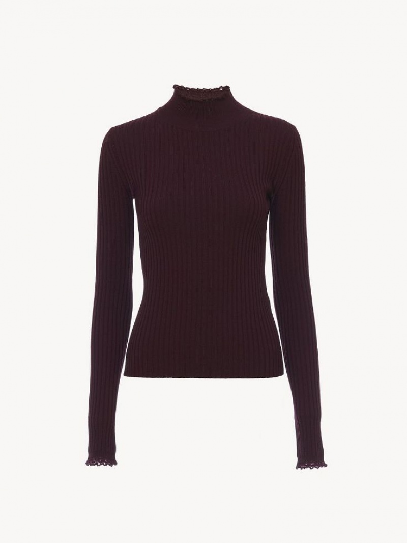 Prendas De Punto Chloe Fitted High-neck Morados | CHE-SR13961