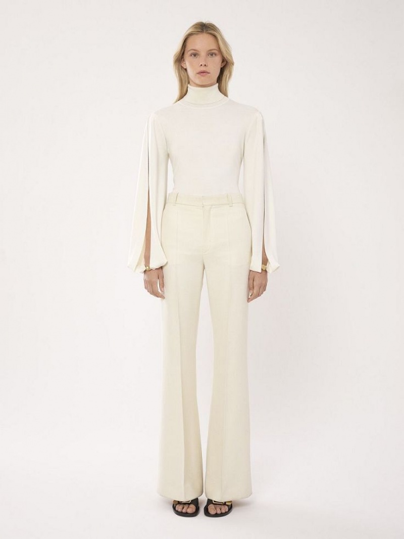 Prendas De Punto Chloe Fitted Mock-neck Blancos | CHE-SR13958
