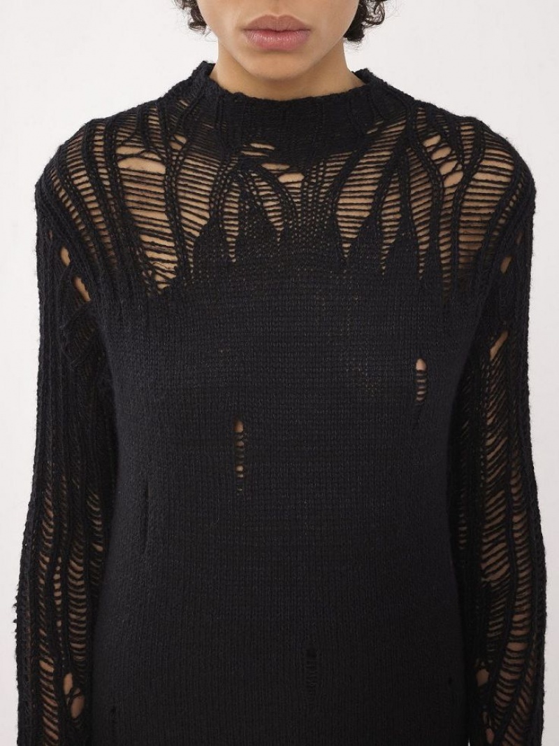 Prendas De Punto Chloe Fitted Mock-neck Negros | CHE-SR13952