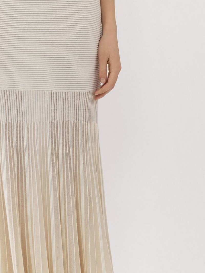Prendas De Punto Chloe Flared Maxi Blancos | CHE-SR13940