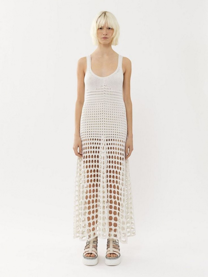 Prendas De Punto Chloe Flared Tank Blancos | CHE-SR13929