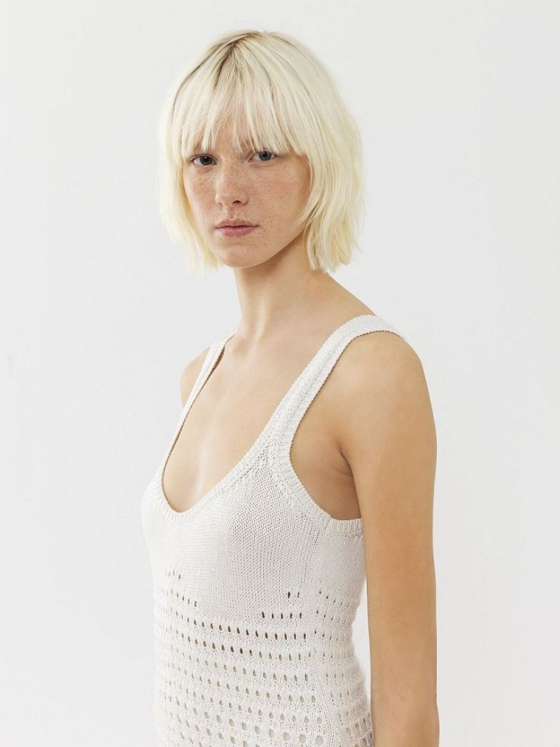 Prendas De Punto Chloe Flared Tank Blancos | CHE-SR13929