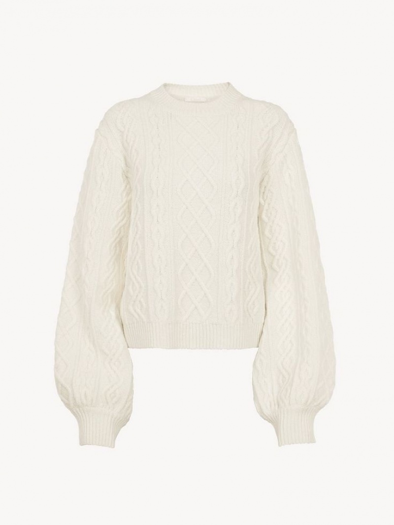 Prendas De Punto Chloe Generous Cable-knit Blancos | CHE-SR13956